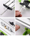 Heavy Duty Bench Drill Vise With X And Y Axis Adjustment Coordinate System For Metal Lathe Milling Fixture Table, detail of adjusting components.