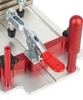 Router Table Coping Sled Pro Rail Guide, red anodized aluminum, adjustable clamp, for cabinet door cuts, high precision