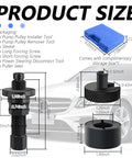 Heavy Duty Carbon Steel Power Steering Pump Pulley Removal Tool Set includes various tool sizes for easy installation.