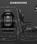 Dimensions of Boss Level Gaming Chair With Footrest For Home Office And PC Setup, High Back Ergonomic Seat, PU Leather