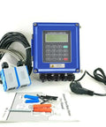 Waterproof Ultrasonic Flow Meter With RS485 IP67, Clamp On Sensor TM 1, DN50 700mm Range shown with cables and user manual.
