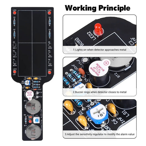 Metal Detector Soldering Project Kit For Newbies And Curious Tinkerers Learn Hands On Electronics With A Handy Non Contact Detection Module Perfect For Home School Projects And Adult Hobbyists - close-up of circuit board and components