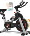 YOSUDA exercise bike, magnetic indoor cycling bike in grey with tablet holder - front view