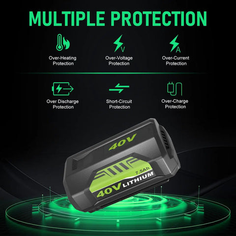 40V Lithium Battery Replacement 7500mAh with protection features for cordless tools