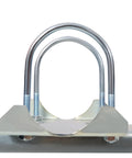 Ten Inch Heavy Duty Gate Wheels With Smooth Pneumatic Tires Supporting Three Hundred Pounds On Chain Link Fences And Metal Tube Gates featuring dual U bolts close-up.