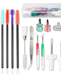 15 Piece Sewing Machine Cleaning Kit With Screwdriver, Tweezers, Double Headed Brush, Silicone Brush, Rippers, Storage Case