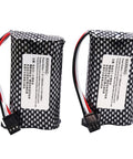 Two Pack 7.4V 1200mAh Li Ion Rechargeable Battery With Black SM 3P Plug Replacement For Older Version RC Trucks 8.88Wh.
