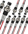 Momentary Push Button Switch 1A 250V AC SPST NC Black Cap Mini Push Button With Wire 2 Pin Terminal 10 Pack displayed