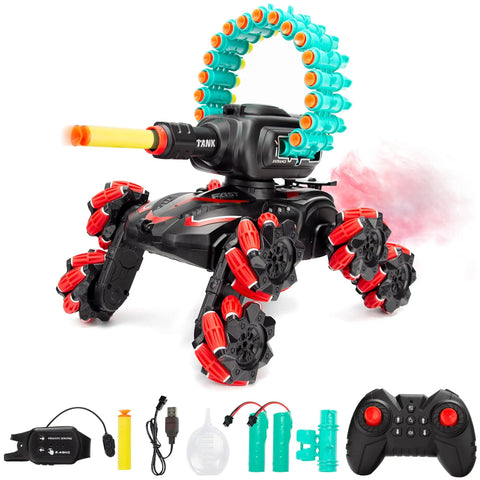 RC Stunt Remote Control Car For Kids With Gesture Control And Dual Mode Play Climbing Crawling Tank Style Battle Vehicle, accessories shown