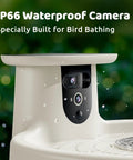 Close-up of Smart Bird Bath With Dual Lens Camera Solar Powered Fountain Stand For Bird Watching Auto Capture Bird Videos And AI Identification A Cool Gift For Bird Lovers Who Love Real Time Feeds