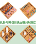 No-Fuss All-In-One Bamboo Drawer Organizer For Keurig K Cup Pods And Tea Bags With Adjustable Dividers, large capacity.