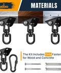 Heavy Duty Ceiling Mount Swing Hangers Two Pack With 360 Degree Swivel Carabiners 2650 Lbs Capacity Solid Steel for various surfaces