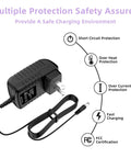AC DC Adapter For Craftsman 73904 Cordless Rechargeable Work Light With 35 LED Replacement Power Supply 6V 1A Output 5.5mm x 2.5mm Blue Tip Wall Charger Cable Easy Plug In Durable And Reliable black wall charger with cord, safety icons