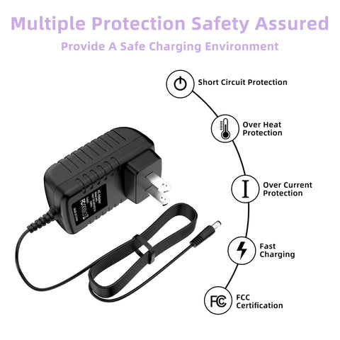 AC DC Adapter For Craftsman 73904 Cordless Rechargeable Work Light With 35 LED Replacement Power Supply 6V 1A Output 5.5mm x 2.5mm Blue Tip Wall Charger Cable Easy Plug In Durable And Reliable black wall charger with cord, safety icons