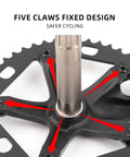 Close-up of Fixed Gear Hollow Crankset 48T 165mm 144 BCD Single Speed Chainring five-claw design for track cycling