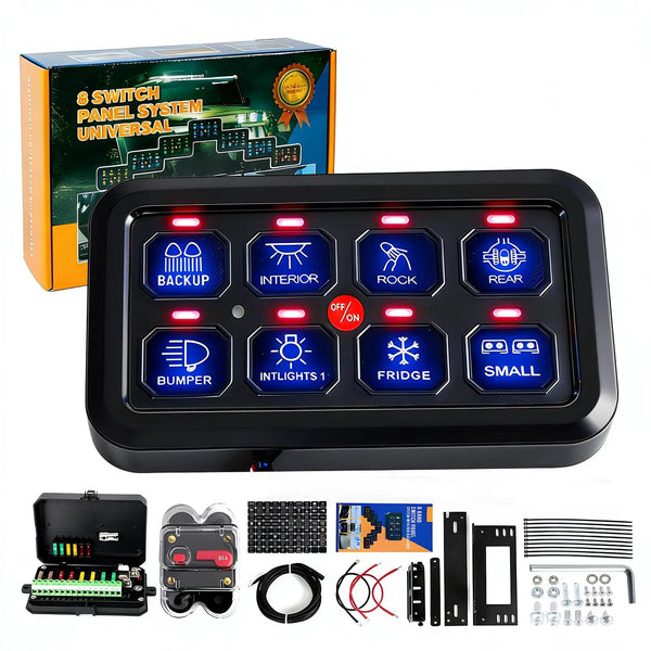 8 Gang RGB Toggle Switch Panel With Memory, Auto Dim ✓ 8 Gang RGB Toggle Switch Panel With Memory, Auto Dim ✓