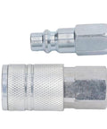 Bad Boy Heavy Duty Air Hose Fittings Rock Solid Three Eighths Inch Npt Air Coupler Plug Kit with two chrome fittings.