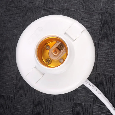E27 Hanging Light Cord With On Off Switch White Socket 9.2 Ft Wire 2 Prong US Plug Copper Core 2x1 Mm2 Cable socket detail