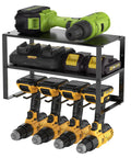 Built Tough 3 Tier Garage Tool Organizer Rack For Drills And Hand Tools Carbon Steel Wall Mount Shelf Space Saving Power Tool Storage System USA Designed Garage Storage Solution holding drills and batteries