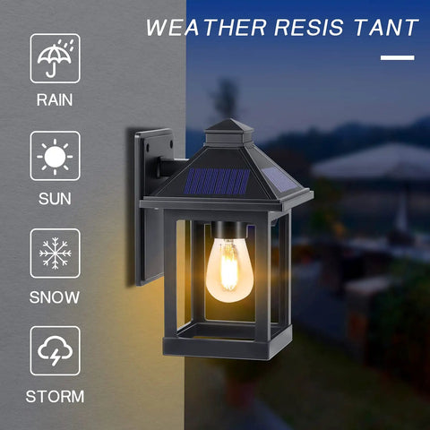 Two Pack Solar Motion Sensor Outdoor Wall Lanterns For Dusk To Dawn Porch Lighting Warm White Easy Install Wall Mount Waterproof