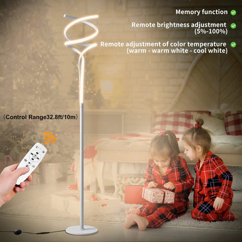 LED Modern Floor Lamp For Living Room With Remote Dimmer Three Color Temperature Modes 40W 2500LM in cozy room with children