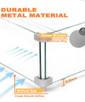Rectangular Fire Pit Wind Guard For 52 Inch Tables, 27.6 X 11.7 X 6.5 Inches, Transparent Tempered Glass with aluminum bracket detail