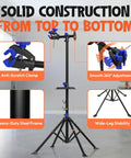 Solid construction of Bike Repair Stand With Workstand Mat And Detachable Wall Mount Clamp Ebike Floor Holder for mountain bikes