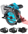 Heavy Duty 6-1/2 Inch Cordless Circular Saw Featuring Twin 21V 8000 Mah Battery Set And Rapid Charger Kit with laser guide