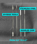 Four Piece Stainless Steel Spatula Set With Two Double Ended And Two Single Ended Tools for crafting and detailing.