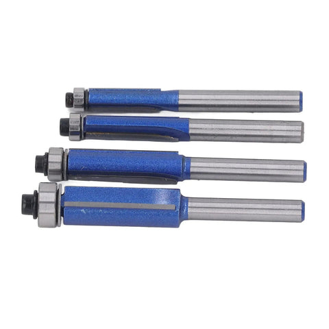 Get Your Hands On These Ycauty Tungsten Steel Flush Trim Router Bits, 4 piece blue coated router bit set.