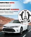 Toyota Front Lower Control Arm 8pc Kit Fits Camry 2012 to 2017 and Avalon 2013 to 2018 Includes Front Lower Left and Right Control Arms Sway Bar End Links Outer Tie Rod Ends Premium Replacement Suspension Parts, with Camry and Avalon fitment