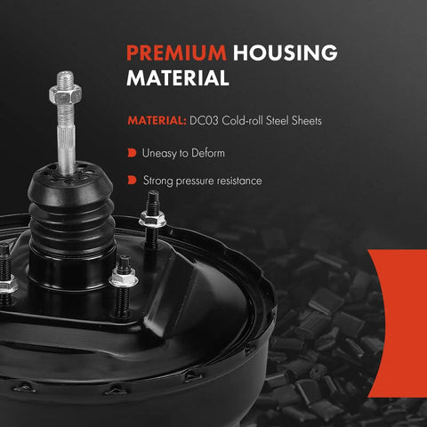 No Hassle Heavy Duty Vacuum Brake Booster For Toyota T100 And Tacoma 1994 To 2001 showing premium DC03 steel housing design.