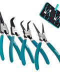 Pro Grade 7 Inch Snap Ring Pliers Set For Internal And External Circlips With Straight And 90 Degree Bent Jaw Tips Kit