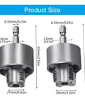 Heavy Duty Electric Drill Compatible Pipe Threader For Pvc, 1/2 & 3/4 inch sizes, alloy steel construction, dimensions displayed.