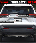 Two Pack Matte Black License Plate Frames With Two Holes, Rustproof Aluminum Plate Holder on SUV rear with anti-theft cap