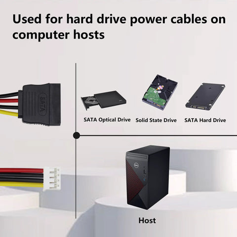 4Pack PH 2.0mm 4Pin to SATA15Pin Power Cable Adapter ITX Cord For Hard Drives 25cm 10inch Length SATA Power Cable