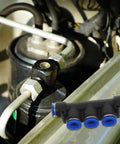 Upkoch 12mm Push Connect Pneumatic Fittings Kit For Food Processing, High Precision Plastic Air Hose Adapters With Wide Temp Range And Stable Flow, black manifold with blue tube ports