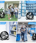 24 Inch Industrial Drum Fan With High Velocity Airflow in warehouse, patio, garage, and workshop settings