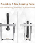 Two Jaw Bearing Puller Remover 30 To 90 Millimeter Adjustable Gear And Bearing Extractor front and side view with dimensions