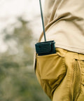 Pocket Quiver Holds Six Arrows Clip In Back Pocket showing arrow secure in compact, pocket-friendly design