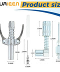 Grease Gun Tips And Couplers Kit With 90 Degree Adapter And 6 Prong Dual Handle Connector, Needle Tip Dispenser, Leak Proof Design, For 1/8 Inch NPT Grease Guns, Flexible Fit For Tight Spaces product size overview with dimensions.