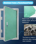 Custom Fit Lockable Wall Access Panel Hidden Inspection Hatch With Heavy Duty Aluminum Frame showing plasterboard and aluminum details.