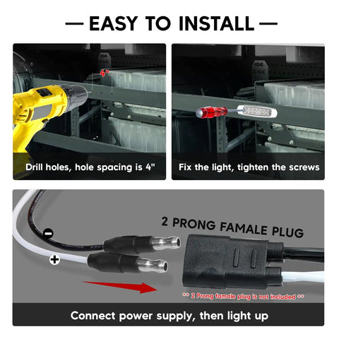 Installation of 10 Pack Amber LED Side Marker Lights With Clear Lenses 2 Wire Plug 12V DC Waterproof Fender Lamps, drill holes and connections.