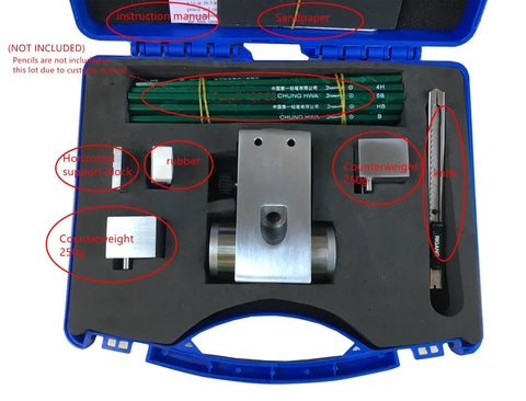 Pencil Hardness Tester With 3 Interchangeable Weights 500g 750g 1000g For Coating Film Scratch Testing ASTM D3363 Compliant kit in case