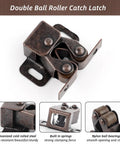 Tough As Nails Cabinet Door Latch And Double Roller Catch Hardware With Spear Strike Screws Included For Closet Doors, Kitchen Cupboards, RV Doors And Drawers In Brown Antique Copper Finish Built From Galvanized Steel.