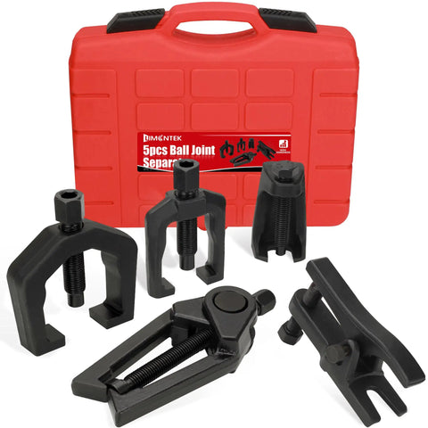 5 Piece Pitman Arm Puller Ball Joint Separator And Tie Rod End Tool Front End Service Kit Splitter Removal Kit For Cars And Light Trucks Includes Pitman Arm Puller Ball Joint Separator And Tie Rod End Tools For Easy Suspension Maintenance, red case