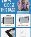 8x5 Inch Fireproof Document Bag With Zipper For Cash And Papers, 2000 Fahrenheit Rated displayed as compact and water-resistant