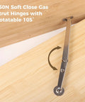 250N Heavy Duty Soft Close Lid Supports Hinge for Wooden Boxes and Chests installed on lid, silver finish
