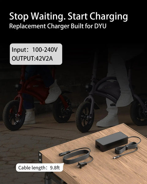42V 2A Electric Bike Charger for DYU D3F King750 A1F FF500 C2 C3 C5 C6 C6 Pro with LED Indicator and Safety Protection Fast Charging for Lithium Batteries Built for Daily Commutes and Weekend Rides