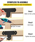 Step-by-step installation of Heavy Duty 6x6 T Bracket Set Eight Black Powder Coated 16 Gauge Steel T Mending Plates With Screws.
